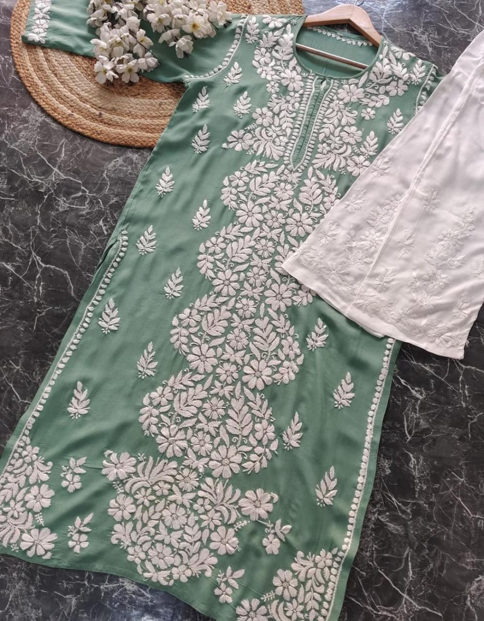 Rayon chikankari set