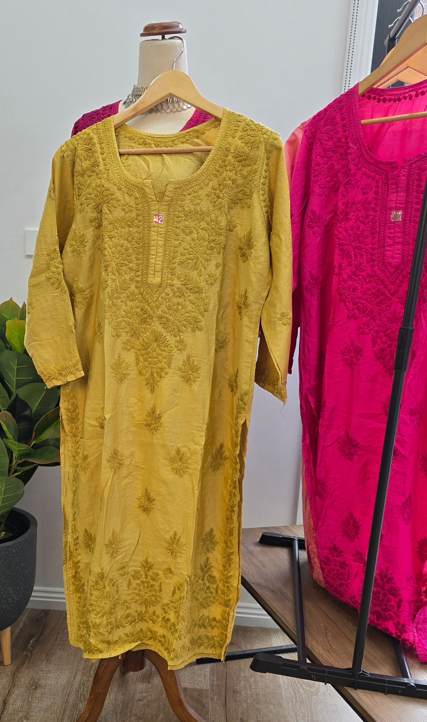 Chanderi Chikankari Kurtis (Colours available)