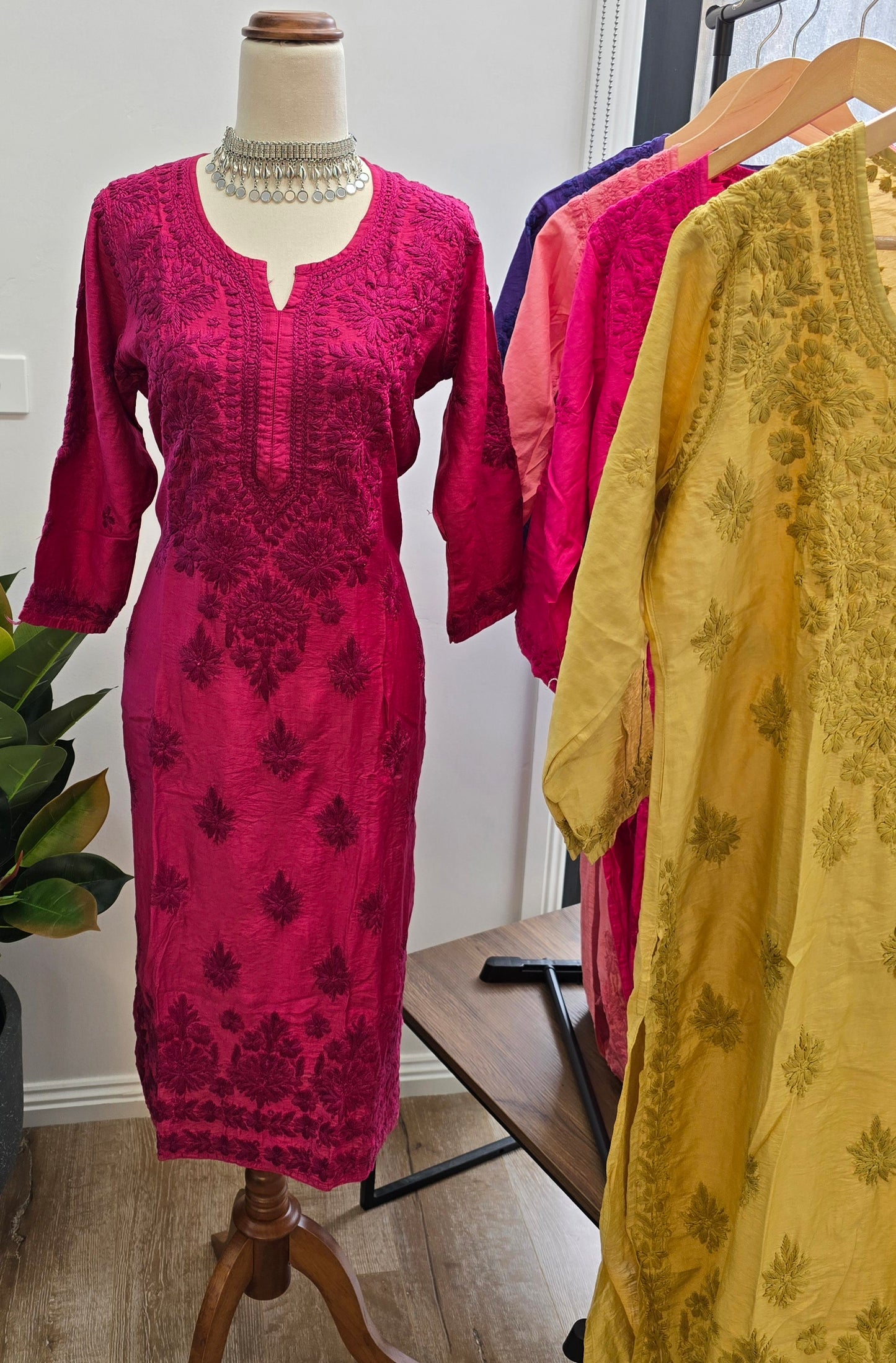 Chanderi Chikankari Kurtis (Colours available)