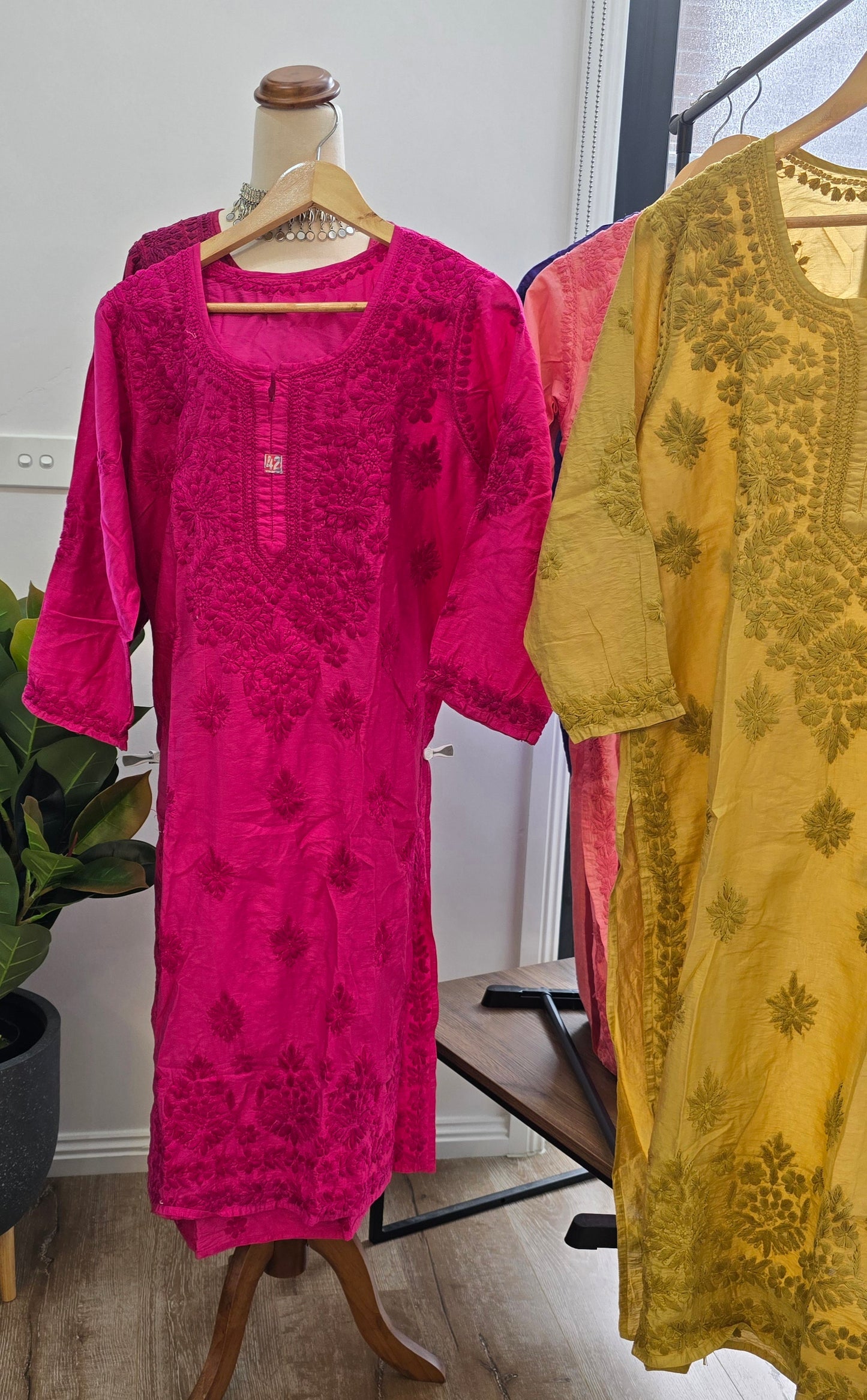 Chanderi Chikankari Kurtis (Colours available)