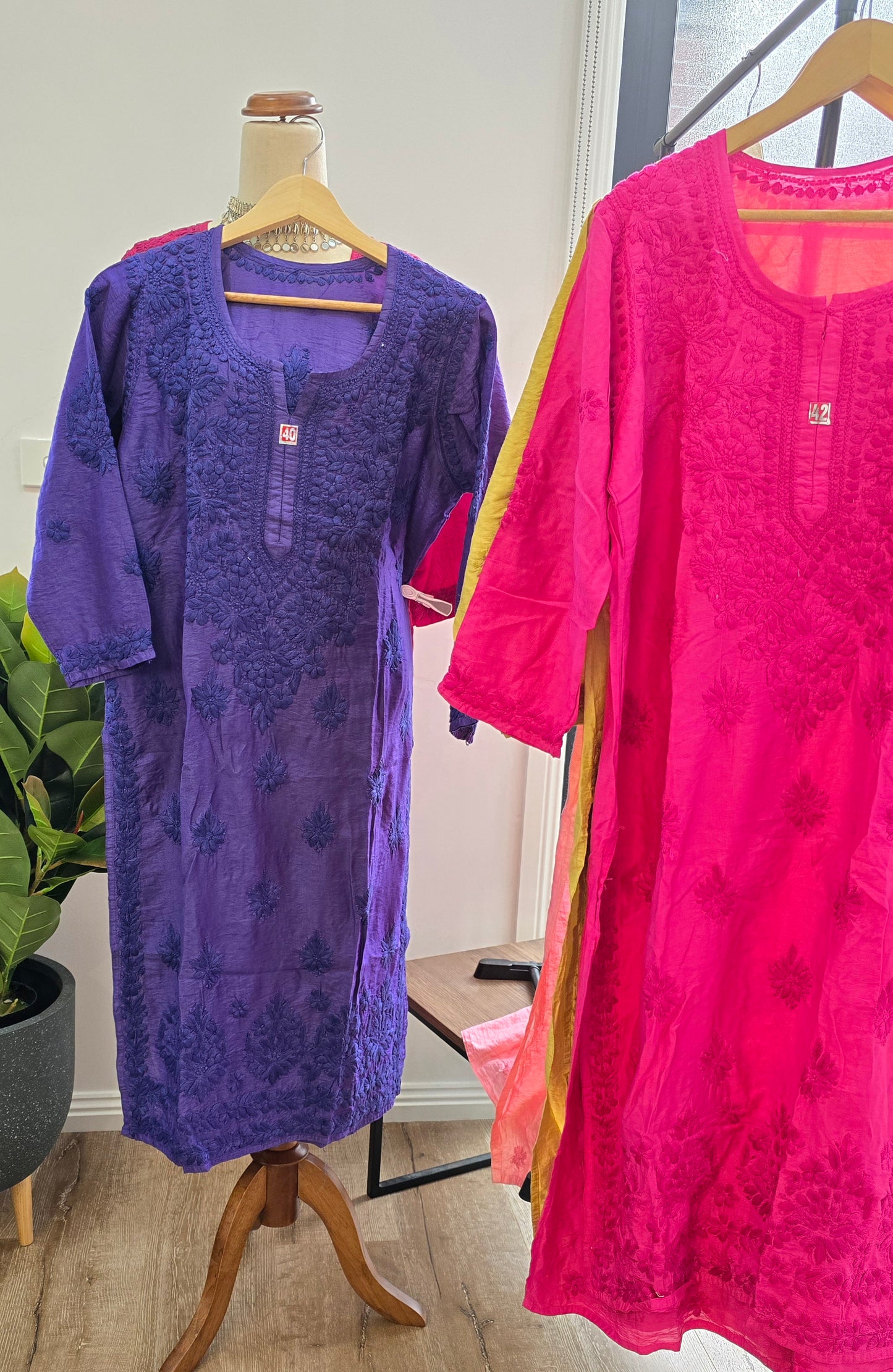 Chanderi Chikankari Kurtis (Colours available)