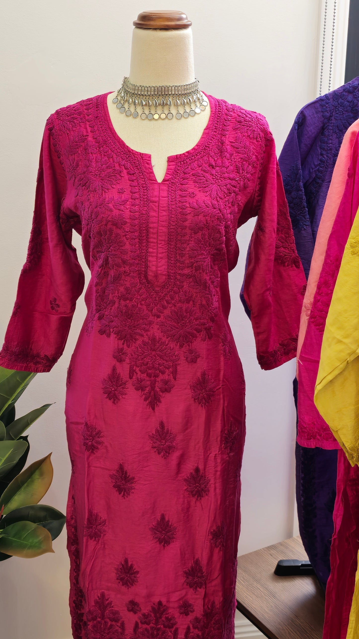 Chanderi Chikankari Kurtis (Colours available)