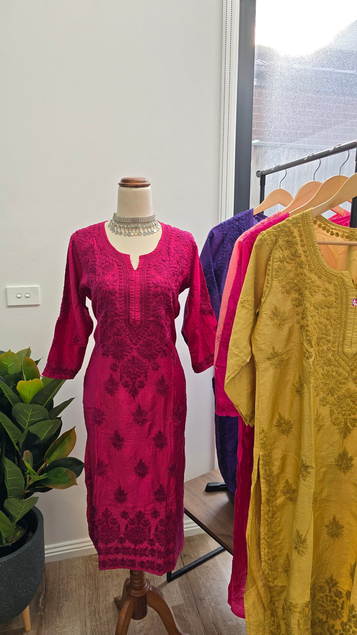 Chanderi Chikankari Kurtis (Colours available)