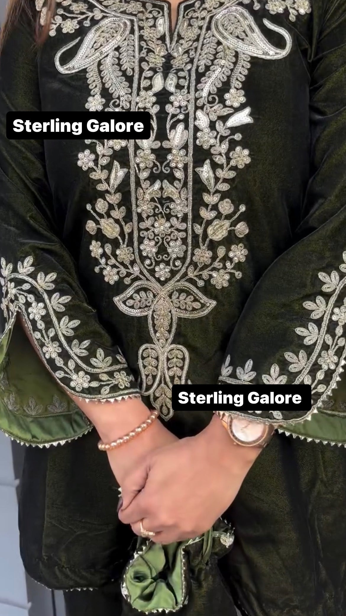 Velvet co ord set with potli bag