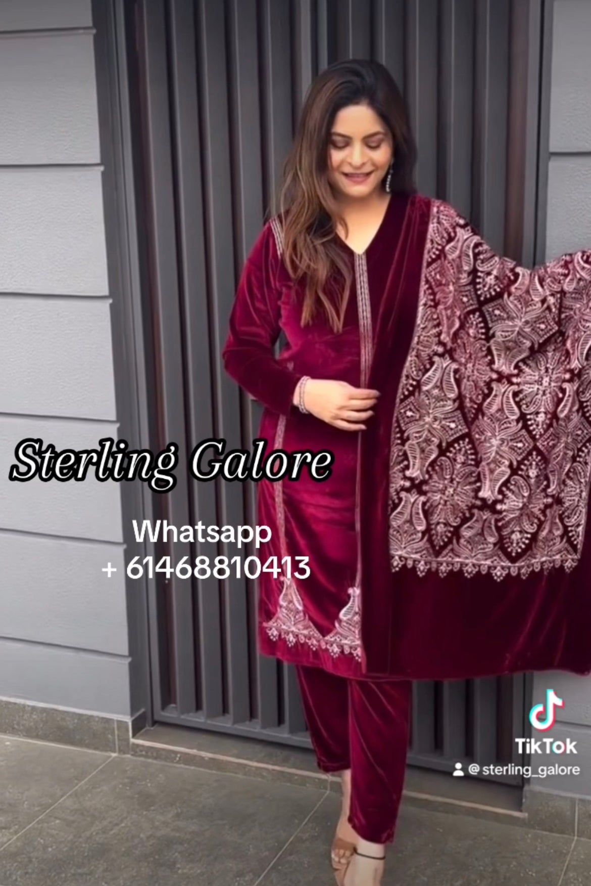Velvet 3 piece shawl suit
